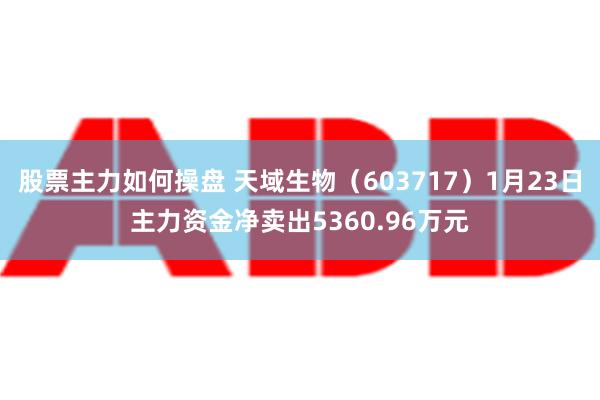 股票主力如何操盘 天域生物（603717）1月23日主力资金净卖出5360.96万元